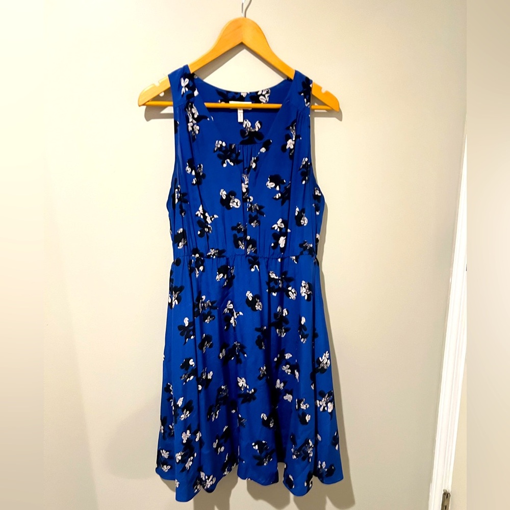 Rebecca Taylor 100% Silk Blue Floral Sleeveless Dress